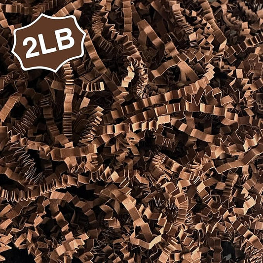 Corlcol 2LB Crinkle Paper Shred Filler for Gift Box Bag and Basket On Holidays(Dark Brown)