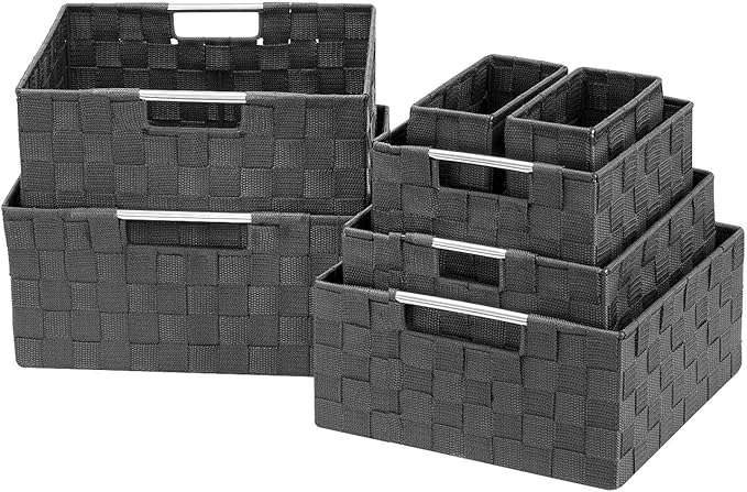 Sorbus Storage Baskets for Organizing (Set of 7), Mesh Hand-Woven Design, Linen Closet Organizers and Storage, Organizer S...