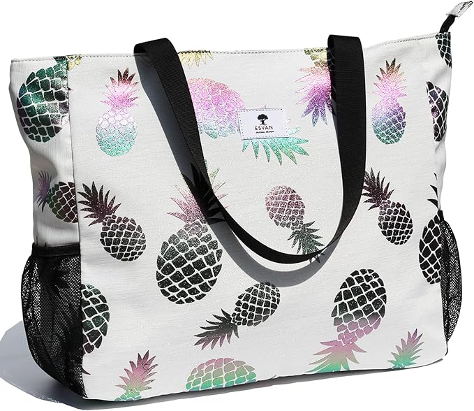 ESVAN Large Lightweight Water Resistant Beach Bag 20 Inch Womens Oversized Tote Bag for Gym, Beach, Travel, Pool, Yoga, Nurse