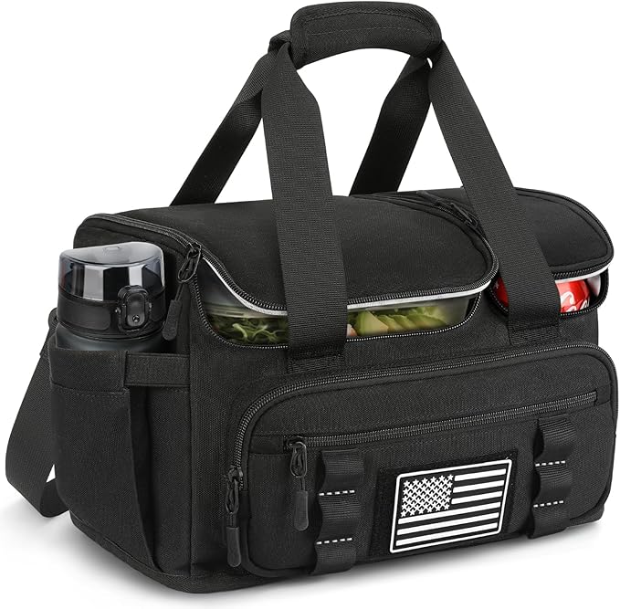 ETRONIK Tactical Lunch Bag for Men, 15L Insulated Lunch Box with Hot/Cold Compartments, Men's Lunch Box Fits 3 Meals + Sna...