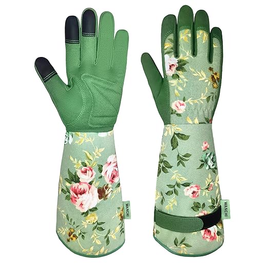 WANCHI Gardening Gloves for Women, Comfortable Floral Long Sleeve Garden Gloves for Gardening and Outdoor Work, Durable Le...
