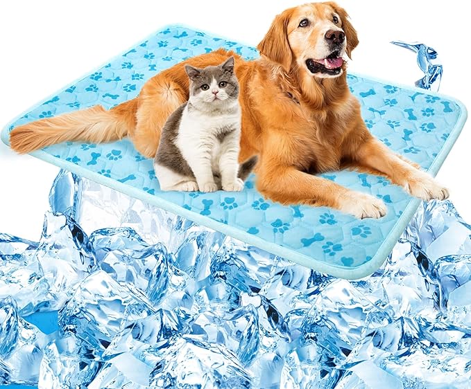 SHEJIZE Dog Cooling Mat Outdoor Cooling Pad for Dogs (Not Water-Filled), Washable Dog Crate Pad with Q-Max>0.4 Instant Chi...