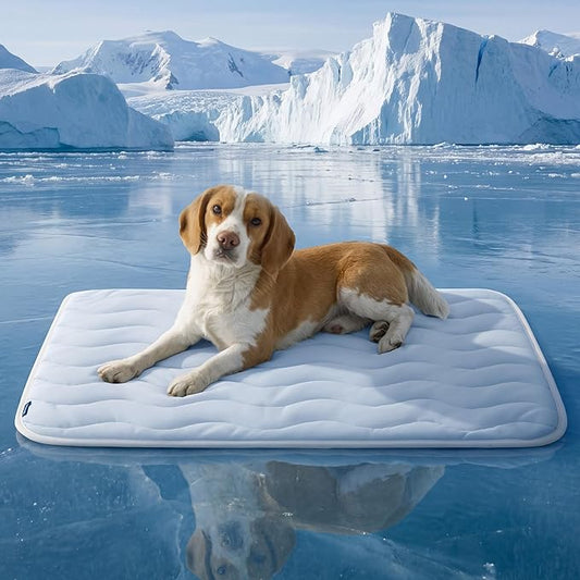 Bedsure Cooling Mat for Large Dogs - Q-Max>0.4 Thin Breathable Cooling Crate Pad Indoor for Pet with Chill Cool Fiber as C...