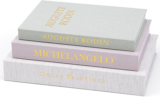 XKDOUS 3 Pack Linen Decorative Books for Home Decor Gold Foil Cover Modern Faux Decor Book Aesthetic Coffee Table Books Ho...