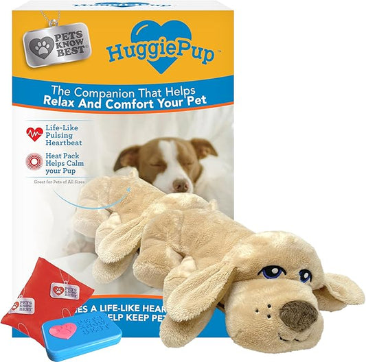 HuggiePup by Pets | Comfort Companion with Heartbeat Sleep Aide for Dogs & Puppies, Heating for Calming Relief Day or Nigh...