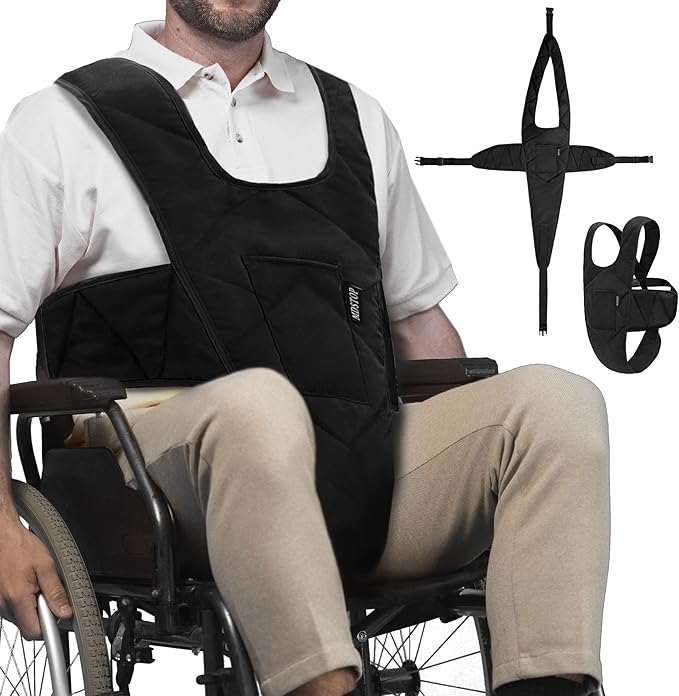 MDSTOP Wheelchair Safety Belt, Anti-Slip Wheelchair Seatbelt, Wheelchair Harness with Adjustable Secure Buckle, Medical Re...