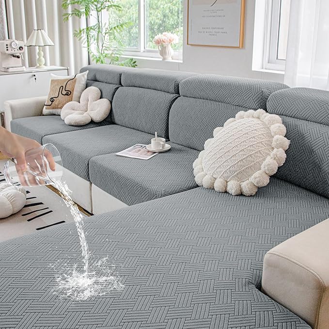 hyha Waterproof Couch Cushion Covers, Stretch Magic Sofa Seat Slipcover, Waterproof Sectional Couch/Sofa Cushion Covers fo...