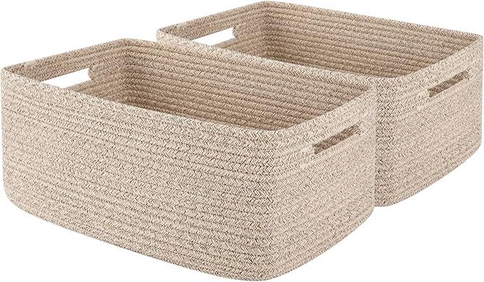 OIAHOMY Storage Basket for Shelves, Closet Cube Storage Bins Baskets for Clothes Blanket Towels, Baby Nursery, Toy Baskets...