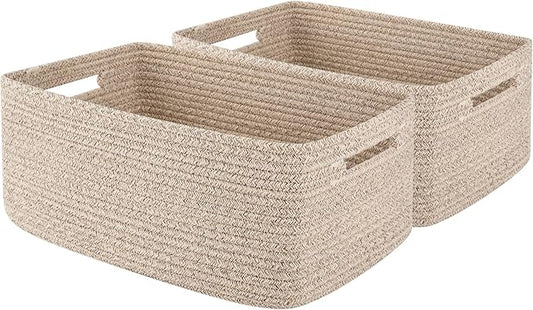 OIAHOMY Storage Basket for Shelves, Closet Cube Storage Bins Baskets for Clothes Blanket Towels, Baby Nursery, Toy Baskets...