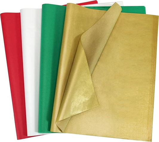 120 Sheets Christmas Tissue Paper for Gift Bags, 20" x 14" Red Green Gold White Wrapping Tissue Paper for Gifts Holiday De...