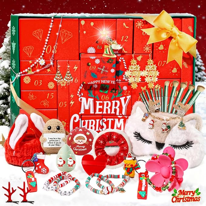 Beauty Advent Calendar 2025 for Teen Girls & Adult Women -24 Days Christmas Countdown Calendar, Fashion and Jewelry Sets I...
