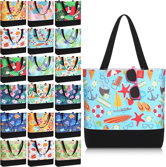 SilTriangle 20 Pcs Beach Tote Bag Gifts for Women Reusable Summer Tote Bag Large Grocery Shopping Handbags for Beach Pool ...