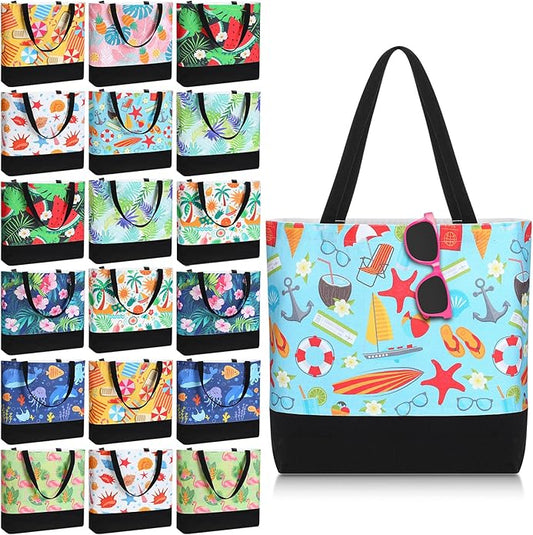 SilTriangle 20 Pcs Beach Tote Bag Gifts for Women Reusable Summer Tote Bag Large Grocery Shopping Handbags for Beach Pool ...