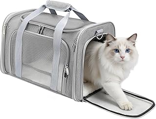 Zedkeys Cat Carrier Soft, Dog Carriers for Small Dogs/Large Cats (Up to 16lbs), with High Breathability, Shoulder Strap, R...
