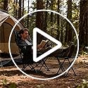 FAIR WIND Oversized Padded Camping Chair with Footrest Stool Set Heavy Duty Support 300 LBS Cooler Bag - Black