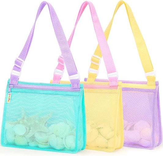 Tagitary Beach Toys Mesh Beach Bags Sand Toys Kids Seashell Bag with Zipper,Outdoor Toys Travel Summer Must Have Accessori...