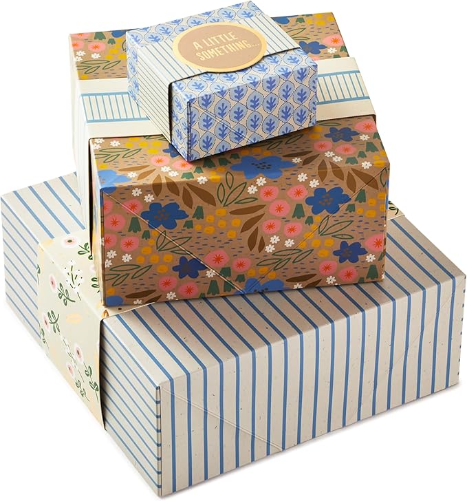 Hallmark Gift Boxes 3-Pack Assorted Sizes (Flowers and Stripes) for Valentine's Day, Birthdays, Bridal Showers, Mother's D...