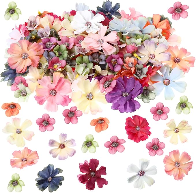 Geosar 120 Pcs Artificial Flowers Bulk Mini Silk Flower for Crafts Fake Small Flowers Heads Floral Arrangement Decor for S...