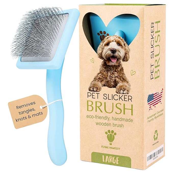 Flying Pawfect Dog Slicker Brush for Grooming Pet Hair - Best For Poodle & Golden Doodle - Long Haired Brush For Dogs - Go...