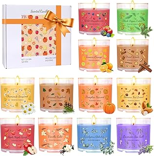 Fall Candles Bulk, 12 Pack Scented Candles for Home, Candle Set for Women, Small Soy Candles Scent of Pumpkin Vanilla Cara...