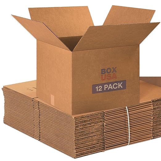 BOX USA Moving Boxes Large 20"L x 20"W x 15"H 12-Pack - Corrugated Cardboard Box for Shipping, Mailing, Packing, Packaging...