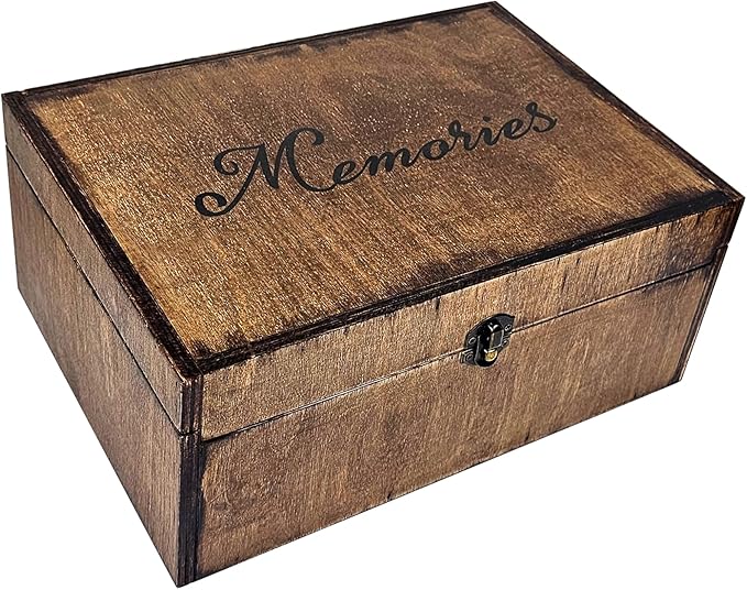 BeeGreeny Large Wooden Memory Box for Keepsakes, Wooden Keepsake Box for Memories, Weddings, Engraved Memory Keepsake Box,...