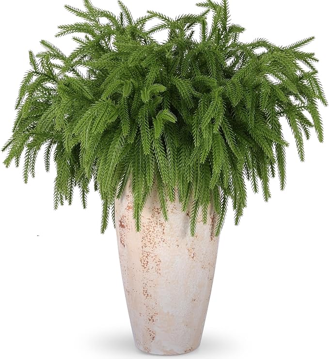Rowfad 24 Pcs Artificial Norfolk Pine Branches, Faux Norfolk Pine Stems DIY Crafts Faux Christmas Norfolk Pine Branches fo...