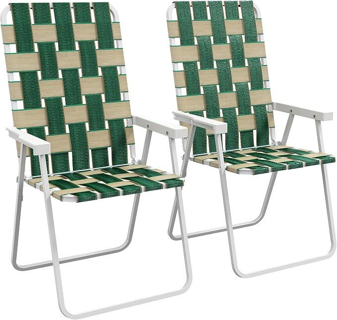 Outsunny Set of 2 Patio Folding Chairs, Classic Outdoor Camping Chairs, Portable Lawn Chair Set for Camping, Garden, Pool,...