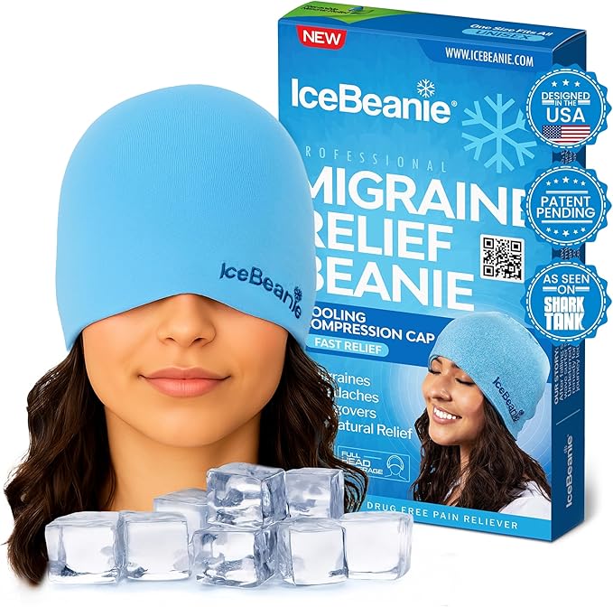 IceBeanie Migraine Relief Cap, As Seen on Shark Tank, Soft & Stretchy Gel Tension Headache Relief Cap, Extended Cooling Ha...
