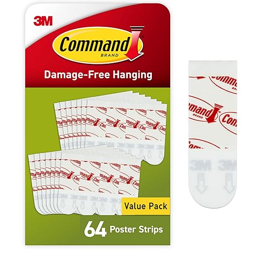 Command Poster Strips Value Pack, 64 Strips Damage-Free Poster Hangers, No Tools Requried, Great for Home, Room, Wall, Off...