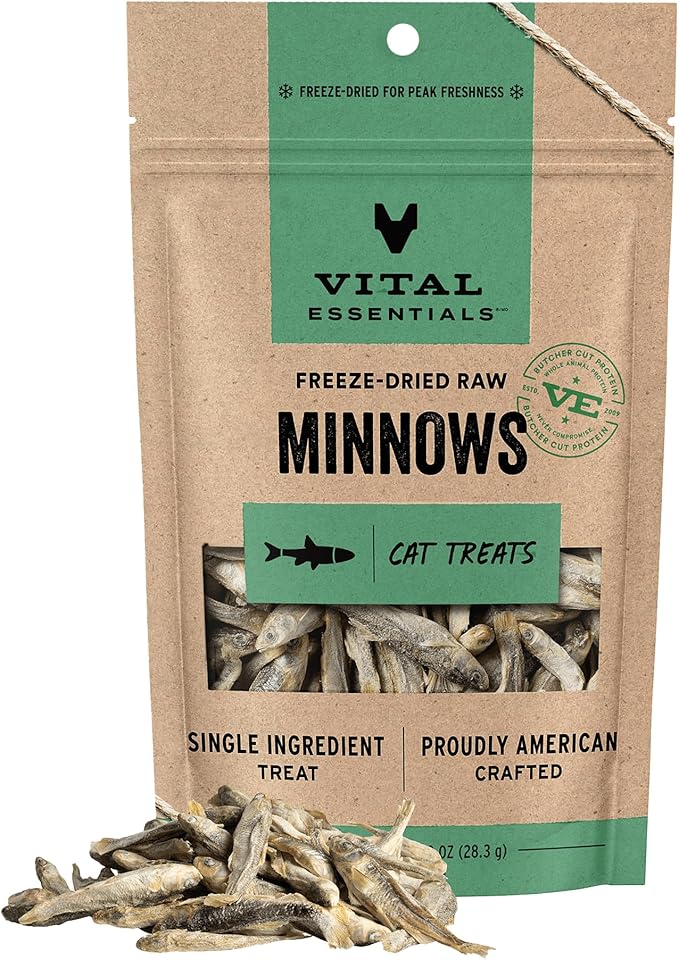 Vital Essentials Freeze Dried Minnows Cat Treats | Single Ingredient | Premium Quality | Grain Free, Healthy Treats for Ca...