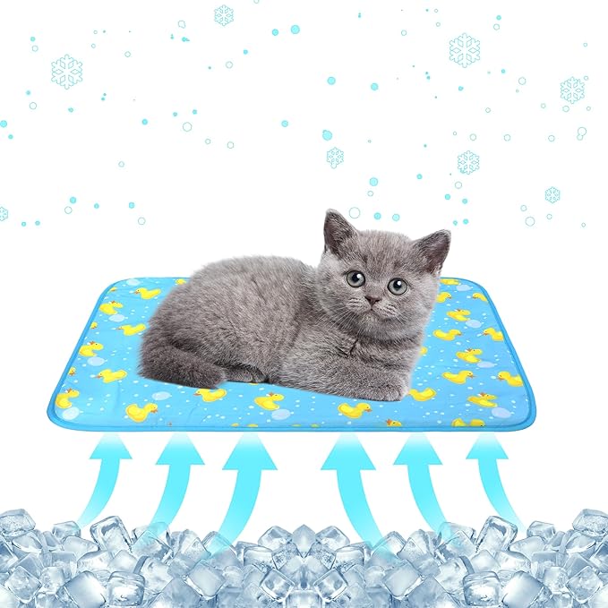 DELIFUR Cat Cooling Mat- Pet Cooling Mat Outdoor for Dogs Self Cooling Pad for Kitten Cat Puppy Machine Washable (Small, B...