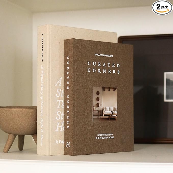 Decorative Books for Home Decor - 2 Linen Fake Books for Decorating Bookshelf, Coffee Table, Shelves - Faux Book Box for H...