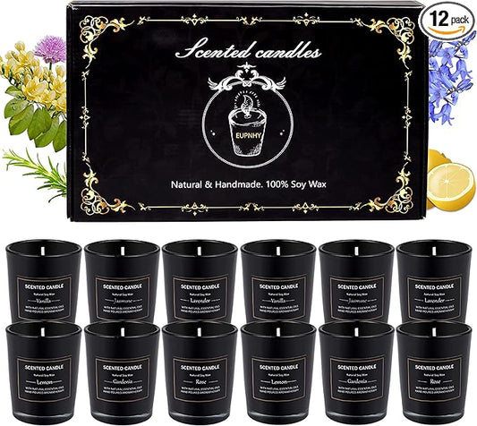 EUPNHY 12 Pack Scented Candles Gift Set 2.5oz Strong Fragrance Aromatherapy Jar Candle Set Soy Wax Decorative Candles for ...