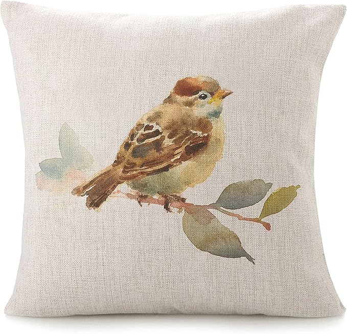 VERSUSWOLF Throw Pillow Covers for Couch Baby Sparrow Bird Bed Or Sofa Pillows Case A Hand Watercolor Painted Cute Brown B...