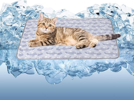 DELIFUR Cat Cooling Mat- Pet Cooling Mat Outdoor for Dogs Self Cooling Pad for Kitten Cat Puppy Machine Washable (Small, G...