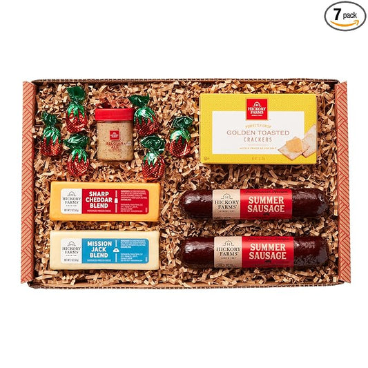 Hickory Farms Farmhouse Meat & Cheese Food Gift Basket (Small) - Box Set | Charcuterie Board Food | Summer Sausage | Fathe...
