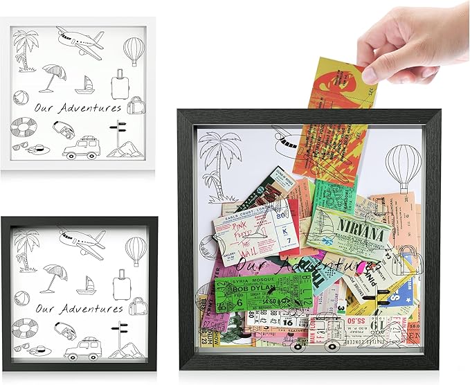 Jackma Travel Tickets Collection Shadow Box Frame, Funny Display Box for Collecting Tickets of Sporting Travelling Events...