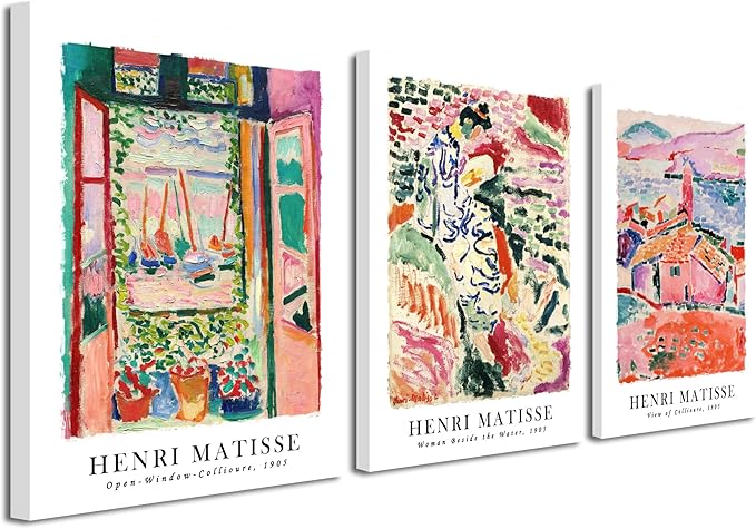 Wieco Art Canvas Wall Art 3 Piece Henri Mattise Art Abstract Colorful Matisse Posters Canvas Prints for Wall and Home Offi...