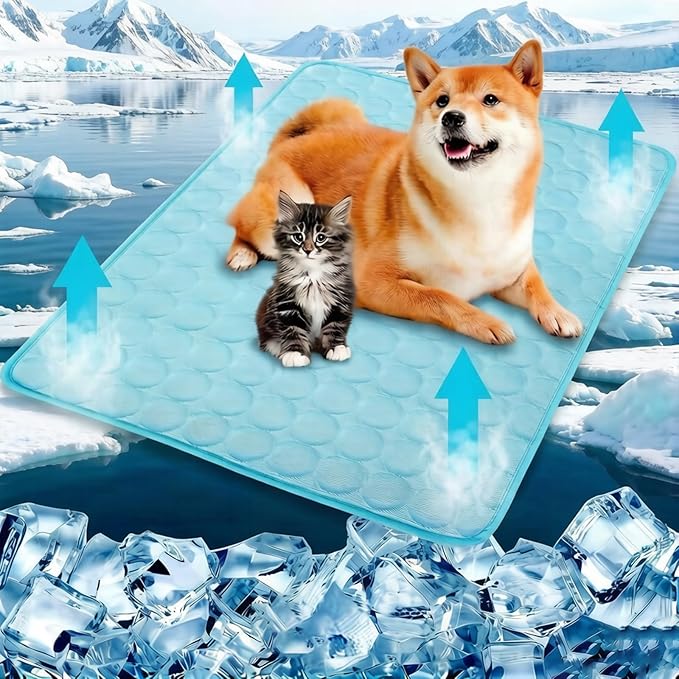 Dog Cooling Mat 22"x28" Q-Max>0.4, Absorbent & Pressure-Activated Self-Cooling, Non-Slip Scratch Resistant, Washable Cooli...