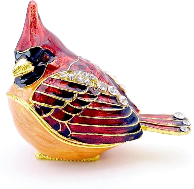 JWT Astyle Elegant Cardinal Bird Jewelry Trinket Boxes Hinged .Keepsake Ring Box Necklace Earrings Organizer.Cardinals Gif...