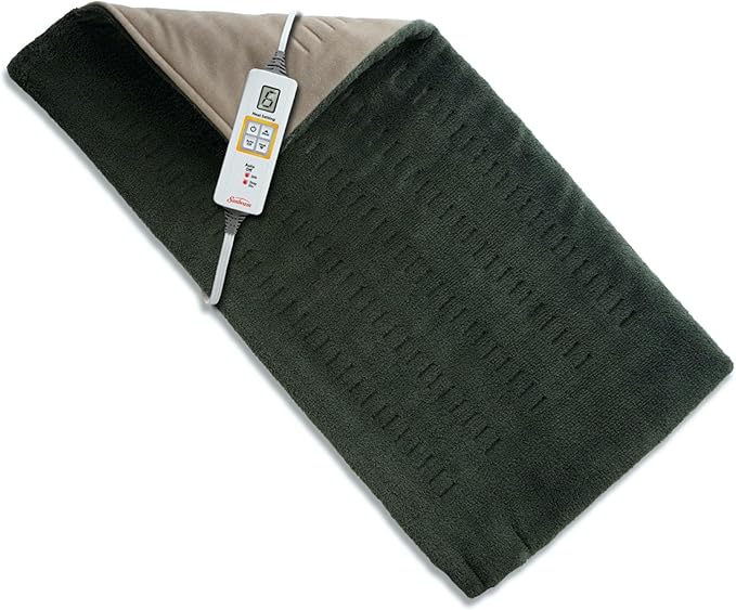 Sunbeam XL Heating Pad for Back Neck and Shoulder Pain Relief Auto Shut Off 6 Heat Settings Extra Large 12 x 24 Green Idea...