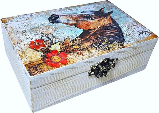 RK Collections Horse Jewelry Trinket Keepsake Box. Animal Home Decor, Gifts for Horse Lovers Case/Holder. (6.5" Horse)