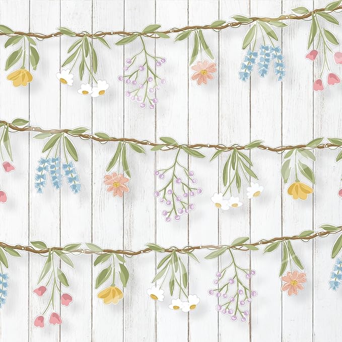 Cheerland Flower Banner Wildflower Garland Floral for Enchanted Garden Theme Wedding Wild Birthday Baby Bloom Fairy Tale T...