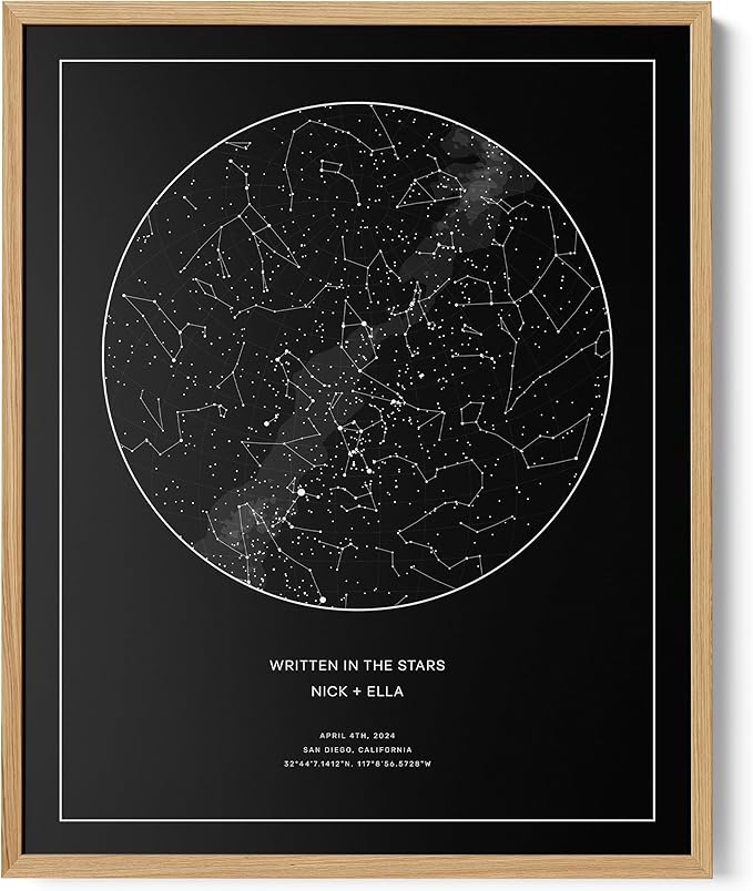 CELESTORY Custom Star Map Framed Canvas Night Sky Print Constellation Map Star Chart Gift Wall Art Poster Personalized Sta...