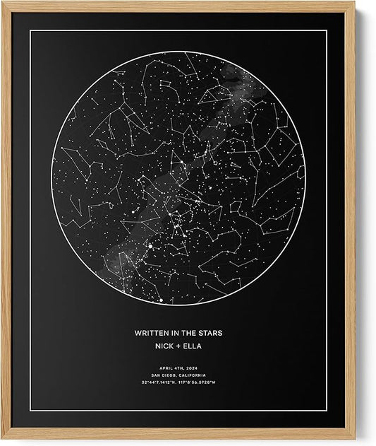 CELESTORY Custom Star Map Framed Canvas Night Sky Print Constellation Map Star Chart Gift Wall Art Poster Personalized Sta...