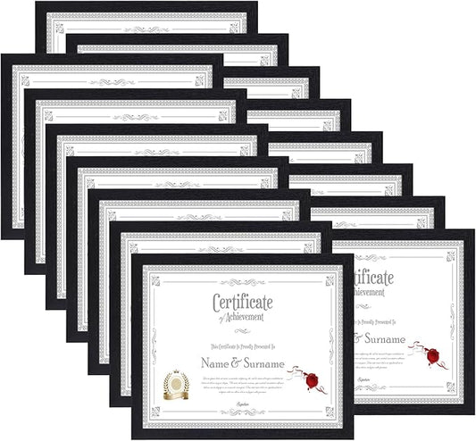 HORLIMER 8.5 x 11 Picture Frame Set of 15, Black Photo Frames 8.5 by 11 for Certificate Diploma Document, Wall Hanging or ...