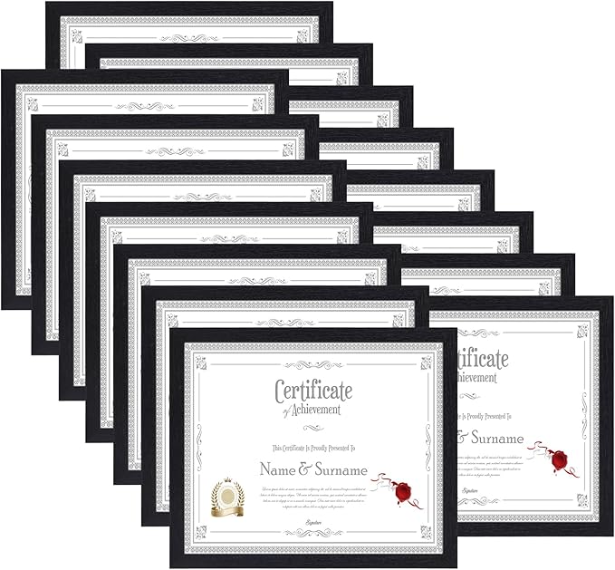 HORLIMER 8.5 x 11 Picture Frame Set of 15, Black Photo Frames 8.5 by 11 for Certificate Diploma Document, Wall Hanging or ...