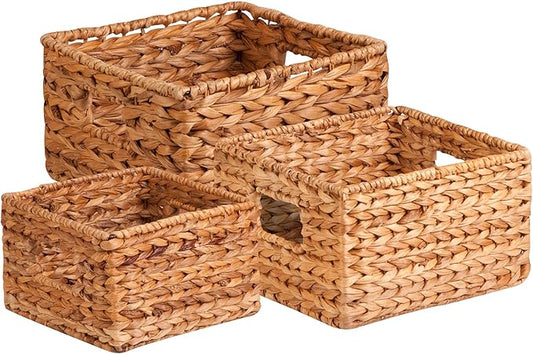 Honey-Can-Do Banana Leaf Storage Baskets –Water Hyacinth Woven Basket, Decorative Baskets for Shelves, Basket for Gifts, C...