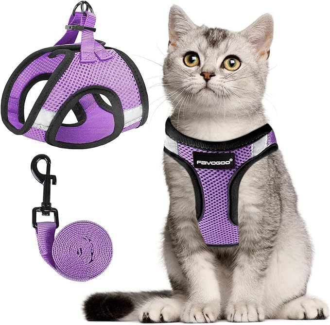 FAYOGOO Cat Harness, Cat Leash and Harness Set for Walking Escape Proof, Harness for Small Cats/Small Dogs, Large Kitten/P...